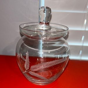 Vintage Bohemia Fine Etched Vine Glass Apothecary‎ Jar with Lid